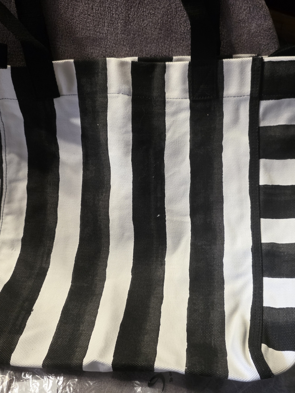 Thirty-one Black & White Striped Canvas Tote Bag - Picture 6 of 7